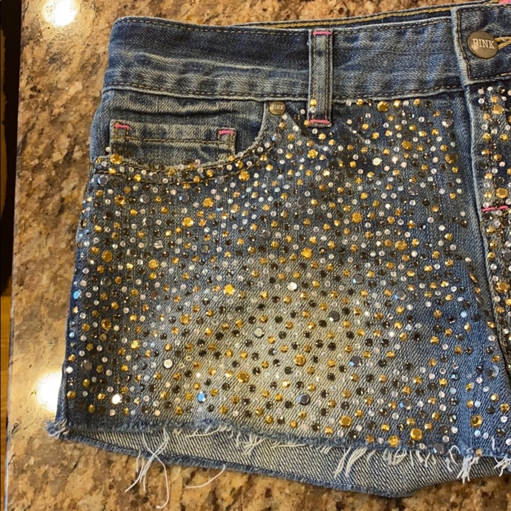Pink Studded Jean shorts